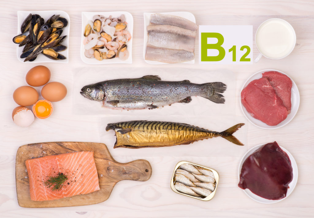 Collage of foods that deliver vitamin B12