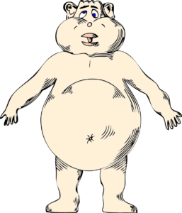 Illustration of fat pig standing upright